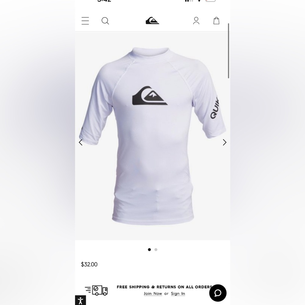 Boys 12M Quicksilver Rash-Guard. UPF Protection 50+.